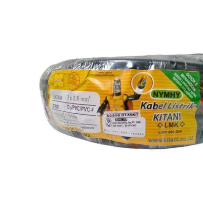 2 INTI x 2.5 MM x 50 M / KITANI NYMHY Serabut Kabel Tembaga SNI Hitam Roll