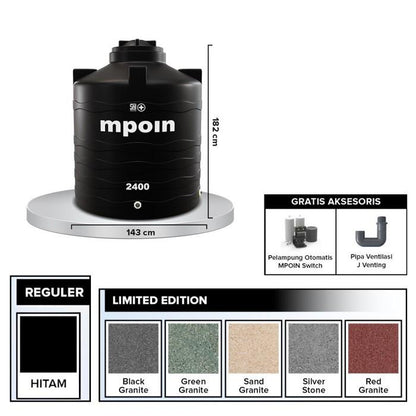 2336 L / M POIN + WAVE W 2400 Water Torrent Tangki Tandon Air PVC Sand Granite + Acc Set