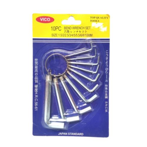 1.5MM-10MM/VICO Kunci L Hexagon Wrench Screw Panjang/Pendek 10 Pcs Set