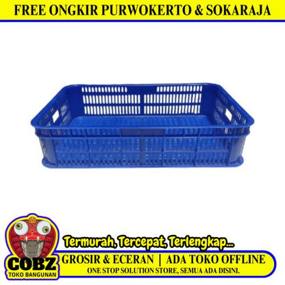 602 MM x 416 MM x 139 MM / GREEN LEAF 2212 L Krat Industri Keranjang Buah Rongga Blue