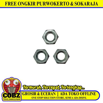 M 6 / TM Mur Nut Hexagon Galvanis Putih Biji