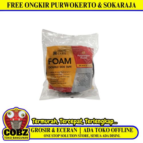 24 MM / HOME CARE Isolasi Bolak Balik Busa Double Foam Tape Hitam