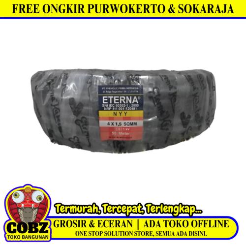 4 INTI x 1.5 MM x 50 M / ETERNA NYY Tunggal Kabel Tembaga SNI Hitam Roll