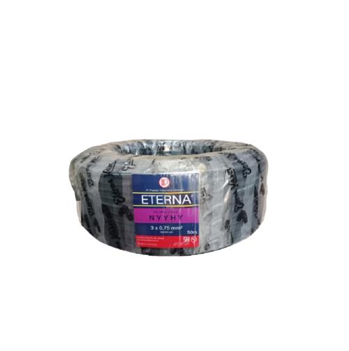3 INTI x 0.75 MM x 50 M / ETERNA NYYHY Serabut Kabel Tembaga SNI Hitam Roll