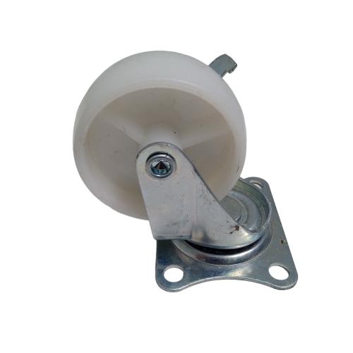 2 1/2 IN / TM  Roda Hidup Trolly Rem Plat Nylon Putih Rem