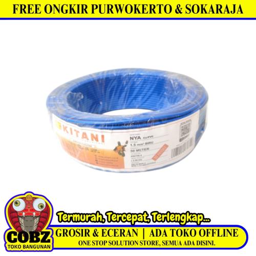 1 INTI x 1.5 MM x 50 M / KITANI NYA Tunggal Kabel Tembaga SNI Biru Roll
