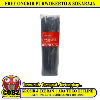 3.6 MM x 250 MM / MIKOTEK Kabel Cable Ties Tali Ripet 25 CM Hitam Pack