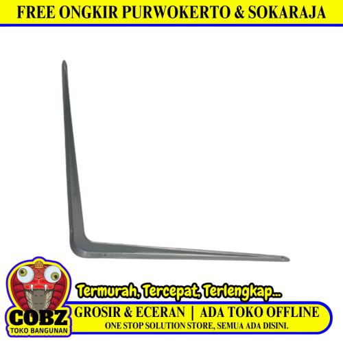 10 IN x 12 IN / TM Siku Rak L Shelf Brackets Penyangga Abu - Abu Tipis