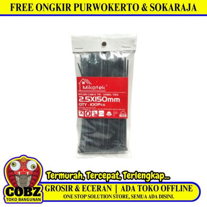 2.5 MM x 150 MM / MIKOTEK Kabel Cable Ties Tali Ripet 15 CM Hitam Pack