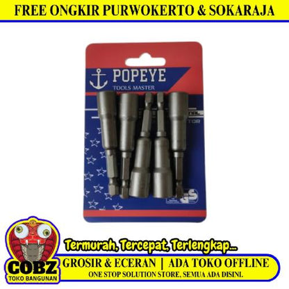 8 MM x 48 MM / POPEYE Mata Bor Kunci Sok Baut Baja Roofing Hex Set
