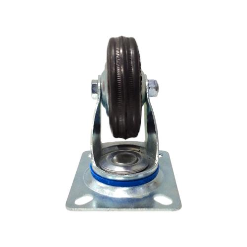 3 IN / TRIPLE-S Roda Hidup Trolly Bentuk Plat 76 MM Karet Hitam