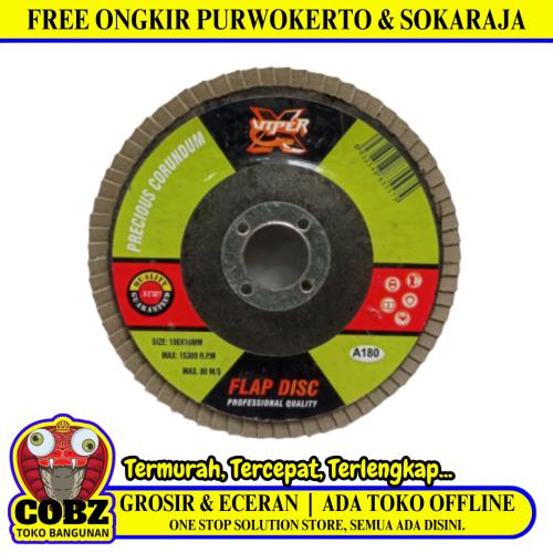 4 IN x GRIT 180 / VIPER Flap Disc Mata Gerinda Amplas Susun Kipas