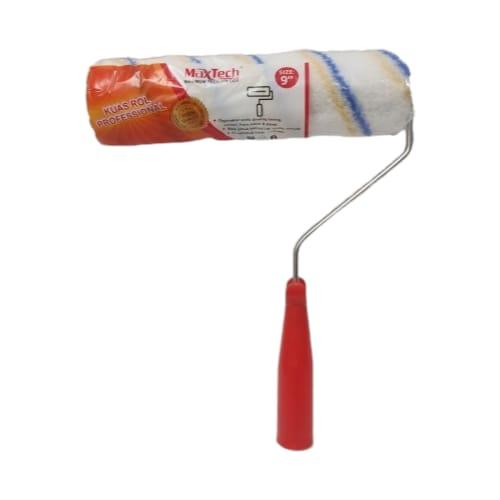 9 IN / MAXTECH Kuas Busa Roll Cat Tembok Kayu Besi Besar + Gagang Set