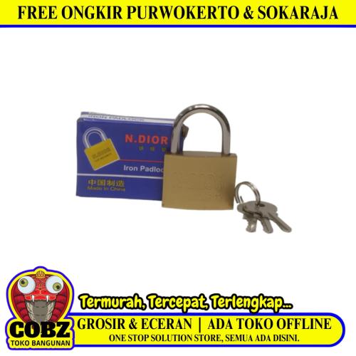 40 MM / N. DIOR Gembok Pintu Pagar Padlock Anti Maling Leher Pendek Kuning