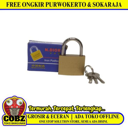 40 MM / N. DIOR Gembok Pintu Pagar Padlock Anti Maling Leher Pendek Kuning