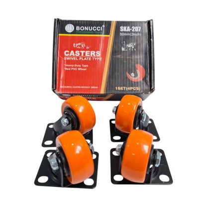 2 IN / BONUCCI SKA-207 Roda Hidup Trolly Gepeng Plat 50 MM Nylon Orange 4 Pcs Dus