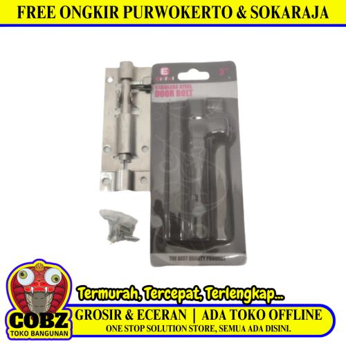 3 IN / EIFFEL Grendel Kunci Slot Pintu Jendela Stainless