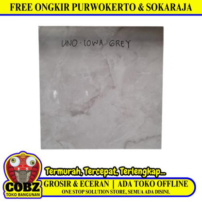 50 CM x 50 CM / UNO LOWA Keramik Lantai Rumah Glossy Grey Dus