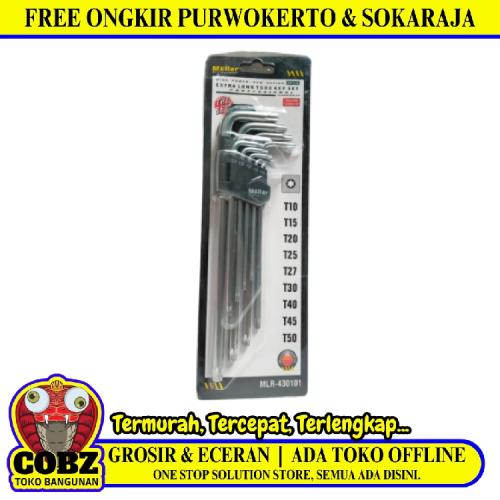 10 MM-50 MM / MOLLAR Kunci L Bintang Torx Key Gagang Panjang 9 Pcs Set