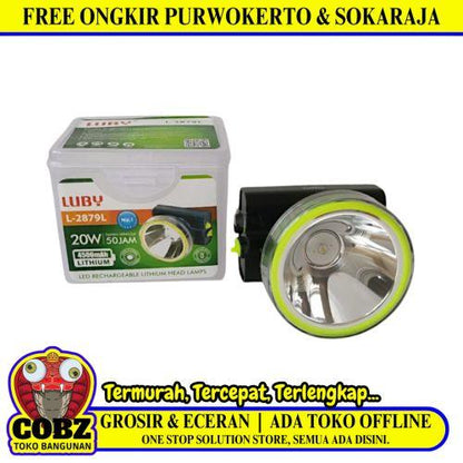20 WATT / LUBY L-2879L Senter Kepala Lampu LED Headlamp Jauh Dekat Charge