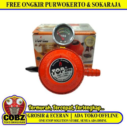 TOP GAS TGR002 Regulator Kepala Tabung Gas LPG Tekanan Rendah + Meteran