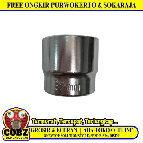 6 PT x 1/2 IN x 32 MM / TM Mata Kunci Sok Shock Socket Chrome