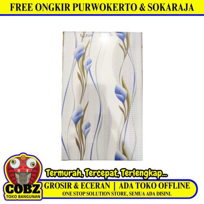 25 CM x 40 CM / UNO 25071 Keramik Dinding Kamar Mandi Glossy Blue Dus