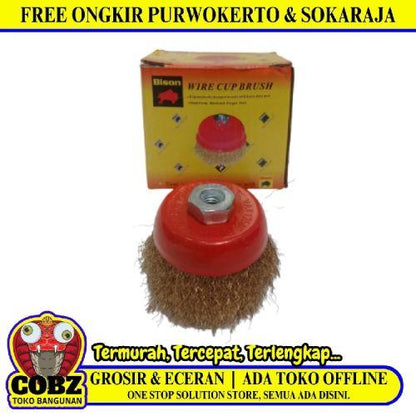 3 IN / BISON Sikat Kawat Bengkok Bahan Pembersih Karat Kerak