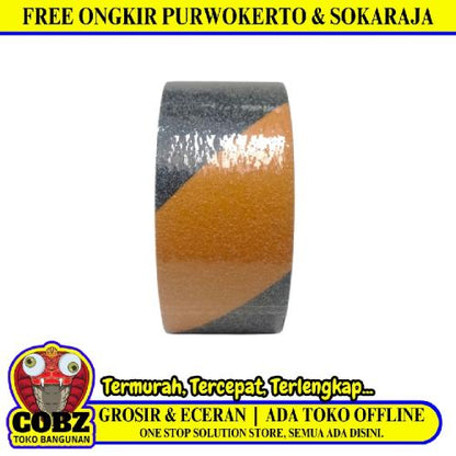 50 MM x 5 M / TAFFPACK Lakban Stepnosing Lantai Anti Slip Hitam Kuning Roll