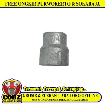 1/2 IN x 3/4 IN / G Verlop Sok Flock Sambungan Fitting Pipa Besi