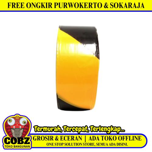 50 MM x 3 M / WS Garis Polisi Safety Line Non Lem Hitam Kuning Roll