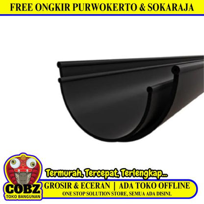 6 IN x 400 CM / HR Talang Air Pipa Belah PVC Hitam Batang