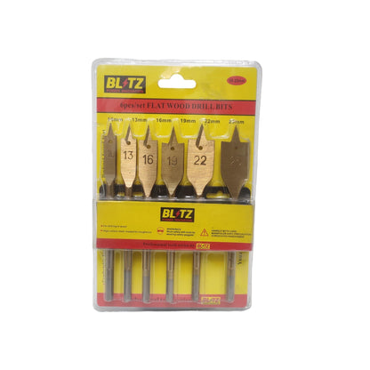 10 MM - 25 MM / BLITZ Mata Bor Kayu Kipas Flat Wood Drill Bits Set