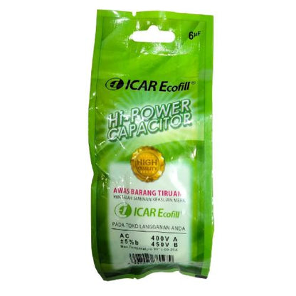 6 OHM / ICAR ECOFILL Kapasitor Pompa Air Mesin Cuci Mikro Kabel