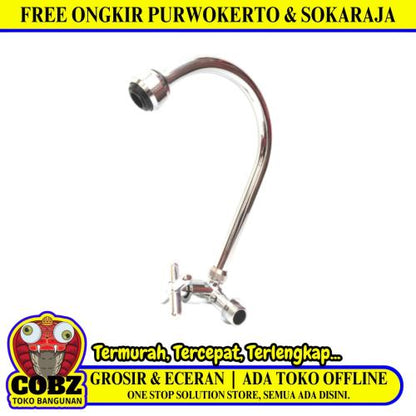 1/2 IN / NM Kran Angsa Sink Bak Cuci Piring Tembok Stainless