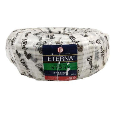 2 Inti x 1.5 MM x 50 M / ETERNA NYMHY Serabut Kabel Tembaga SNI Putih Roll