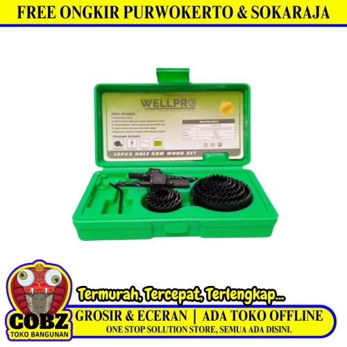 19 - 64 MM / WELLPRO TCT Hole Saw Mata Bor Hidroponik Pelubang Kayu 13 Pcs Set