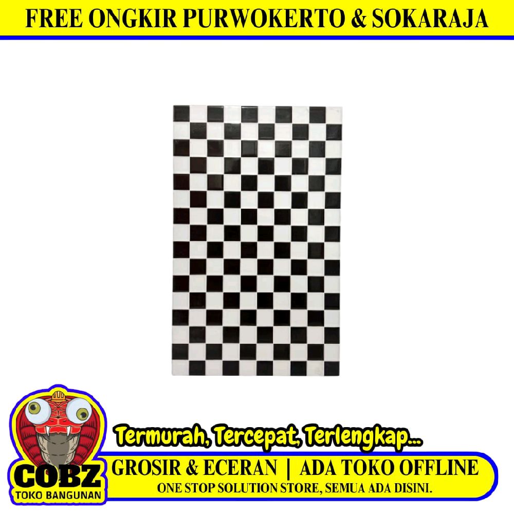 25 CM x 40 CM / UNO ZEUS Keramik Dinding Kamar Mandi Glossy Black Dus