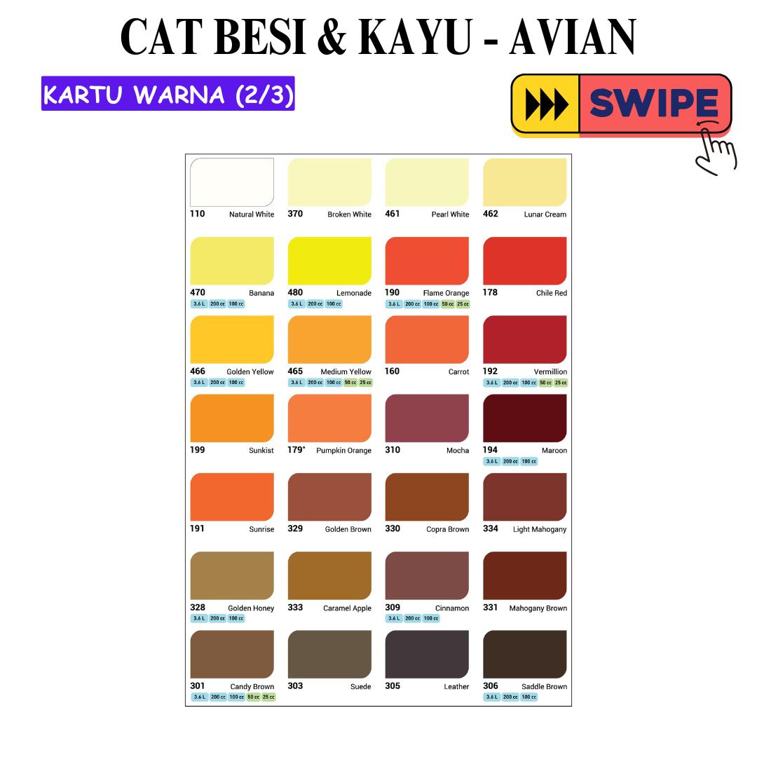200 CC / AVIAN MATT Cat Kayu Besi Wood Metal Paint Kaleng