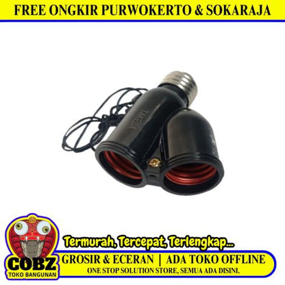 TAKEDA Fitting Lampu Kombinasi Socket Stop Kontak Hitam