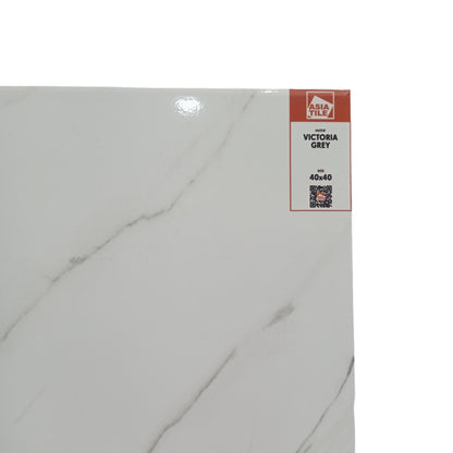 40 CM x 40 CM / ASIA TILE VICTORIA Keramik Lantai Rumah Glossy Grey Dus