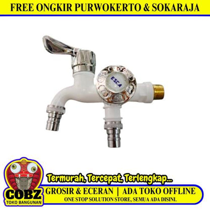 1/2 IN / ESCA Kran Air Cabang Double Shower Mesin Cuci PVC