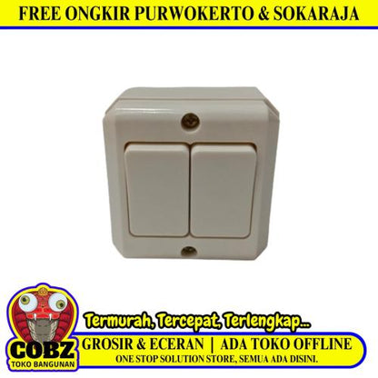 DEXTA DX-912 Saklar Ganda Double Seri 2 Gang Tempel OB Outbow Warna