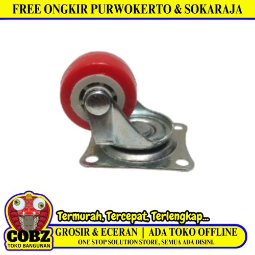 1 IN / TM Roda Hidup Trolly Non Rem Plat Nylon Merah