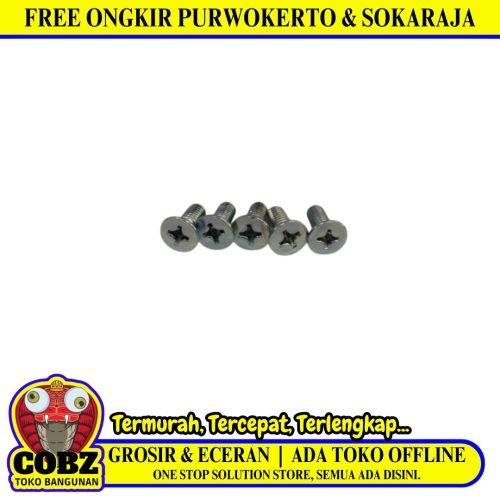 M 6 x 15 MM / TM Baut JF Kepala Rata Plus Putih Biji