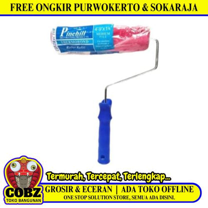 9 IN / PINEHILL Kuas Busa Roll Cat Tembok Kayu Besi Besar + Gagang Set