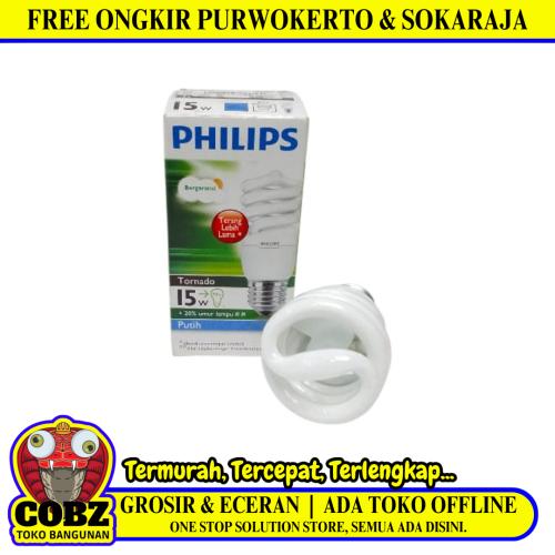 15 WATT / PHILIPS Tornado Lampu Bohlam Spiral Bola Putih