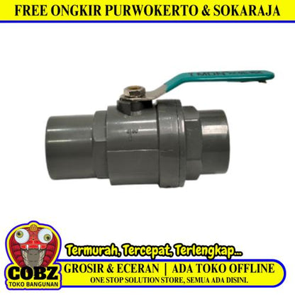 1 IN / MDN Stop Kran Polos Ball Valve Engkol Plastik PVC