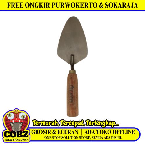 6 IN / GALUR ASLI Cetok Sendok Semen Acian Trowel Oval Gagang Kayu
