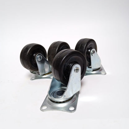 2 IN / SAB SG 50 Roda Hidup Trolly Gepeng Plat 48 MM Nylon Hitam 4 Pcs Dus